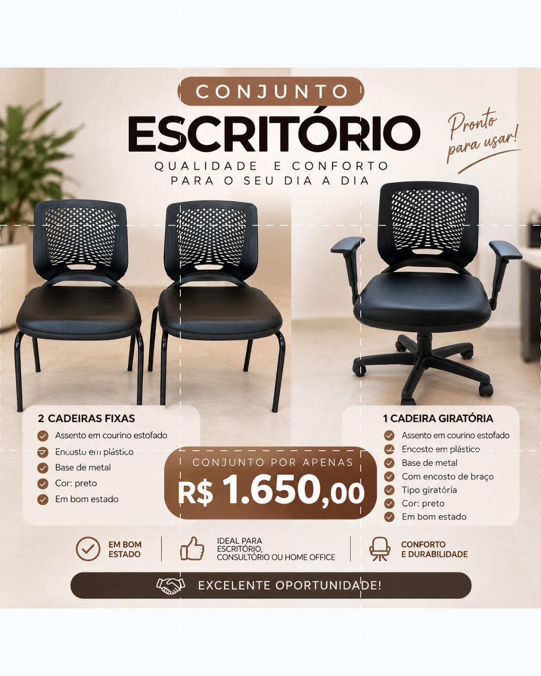 Cadeiras para escrit&oacute;rio